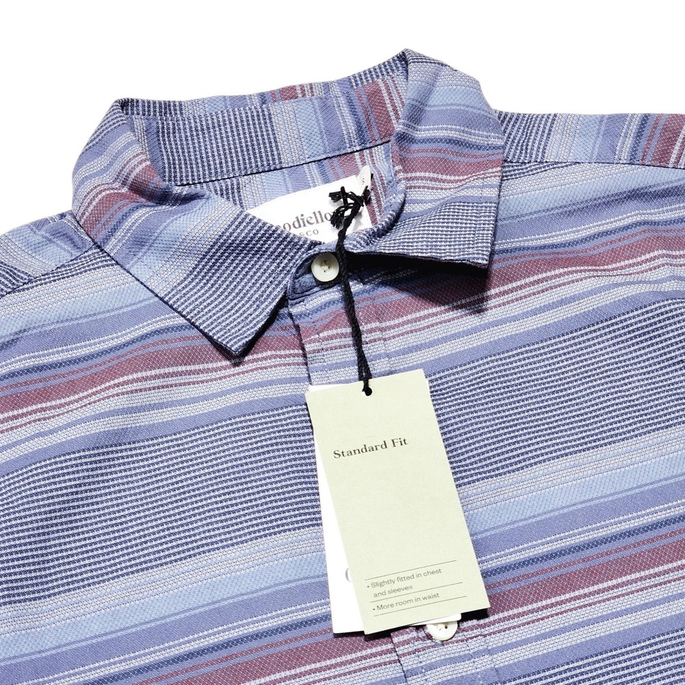Goodfellow & Co Button Down Shirt Mens S Blue Striped Short Sleeve Cotton‎ NEW